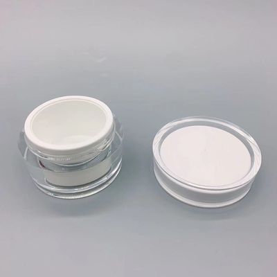 Cylindrical Transparent Empty Cream Jars Housing Inside White Eye Cream