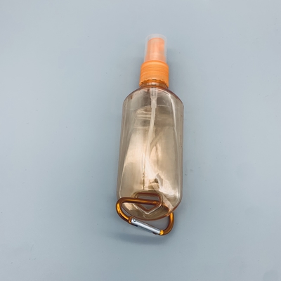 Plastic 60ml Empty Hand Sanitizer Bottle PET Spray Travel With Carabiner