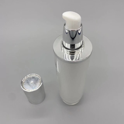 White Serum Matte PP Silver Acrylic Airless Pump Bottles 15ml 30ml 50ml 100g