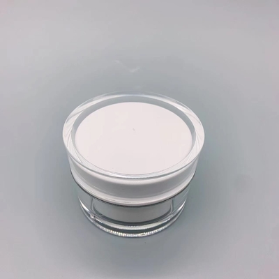 Cylindrical Transparent Empty Cream Jars Housing Inside White Eye Cream