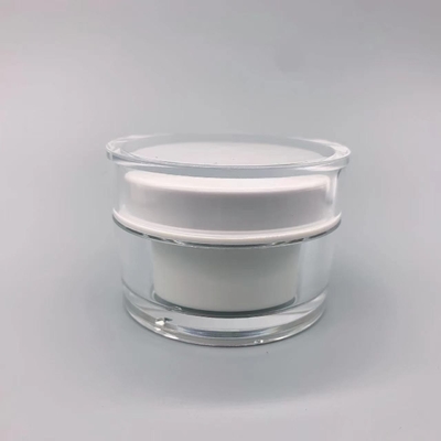 Cylindrical Transparent Empty Cream Jars Housing Inside White Eye Cream