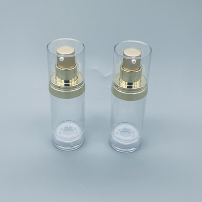 Gold Transparent Plastic Cosmetic Airless Pump Bottles Vacuum Packaging 30ML