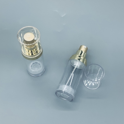 Gold Transparent Plastic Cosmetic Airless Pump Bottles Vacuum Packaging 30ML