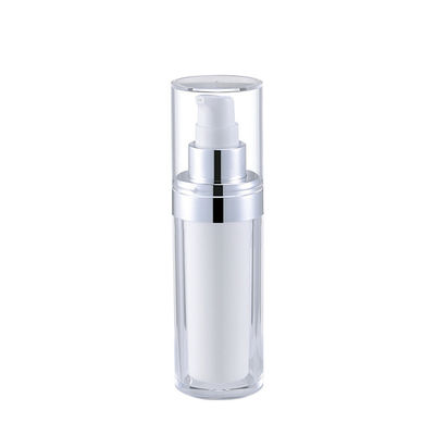 Transparent plastic cosmetics bottling factory self-made electroplating head vacuum bottle 30ml 50ml